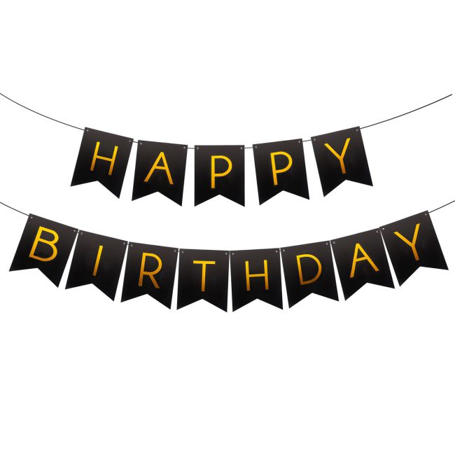 Zwart verjaardag slinger
