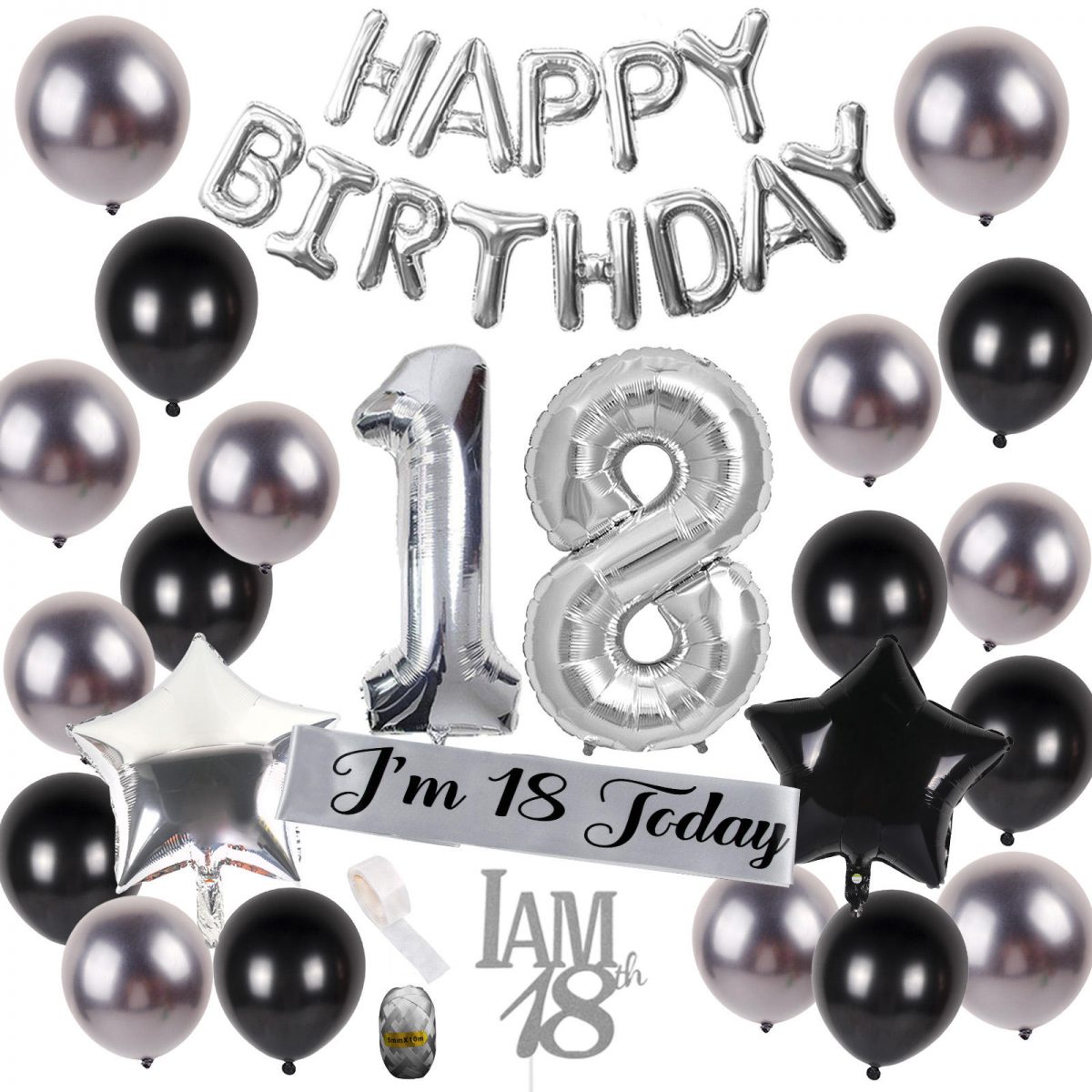18 Jaar Verjaardag Versiering Zilver | Babydouche